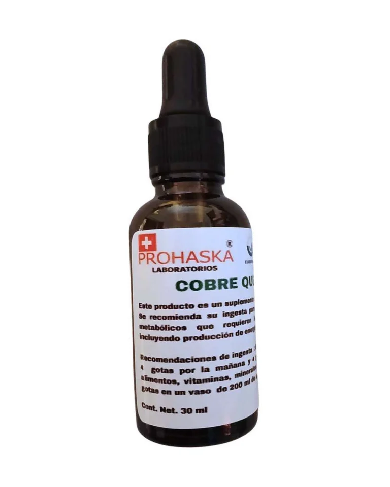 Frasco gotero ámbar de Quelato de cobre, de 30 ml