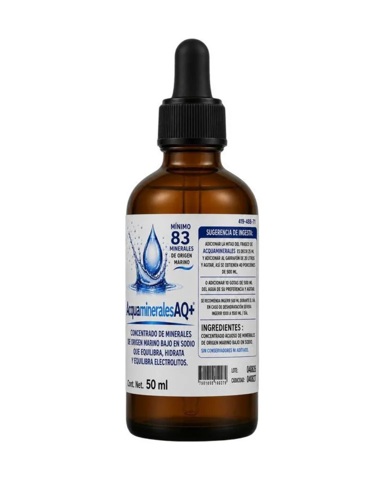 Frasco gotero ámbar de Acquaminerales AQ+, de 50 ml